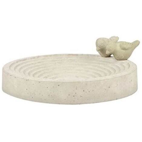 Esschert Design – Bain d'oiseaux en béton D 29,3 cm x H 10,5 cm – Escaliers intégrés pour sécurité – Pour oiseaux d'extérieur – Poids 4 kg