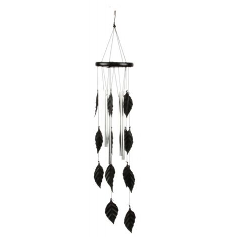 Carillon feuilles - D 11,2 cm x H 61,5 cm - Noir - Livraison gratuite (1/5)