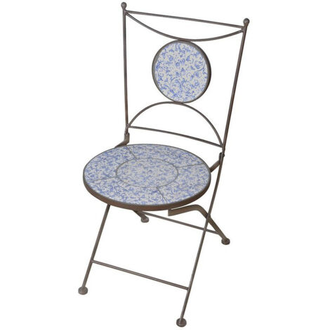 Chaise en céramique - L 54,2 cm x l 42 cm x H 88,5 cm - Bleu - Livraison gratuite (1/5)