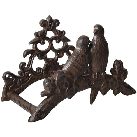 Esschert Design – Porte tuyau en fonte décoratif avec oiseaux – Montage mural facile – Dimensions 25,1x17,9cm – Poids 1,96kg pour rangement jardin (1/5)