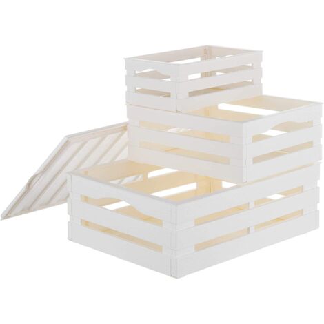 Set de 3 boîtes - Tina Tris - L 41 cm x l 31 cm x H 15 cm - Blanc - Livraison gratuite (1/2)
