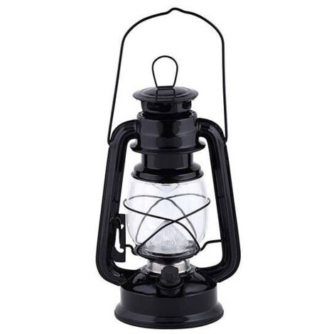 Lanterne Tempête LED Métal 15x25cm - Réglage Continu Luminosité - Pour 2 Piles LR20 - Style Bronze
