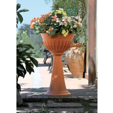 Vase colonne 74.5 cm – Diamètre 43 cm – Résine terracotta résistante aux chocs – Usage intérieur et extérieur – Bama