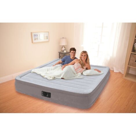 Intex – Matelas gonflable 2 places 150 x 200 cm – Hauteur 33 cm – Technologie Fiber-Tech pour stabilité – Pompe électrique intégrée
