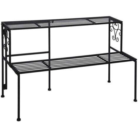 Etagère pliante à 2 niveaux - L 34,5 x l 78,9 x H 47,3 cm - Noir - Livraison gratuite (1/5)