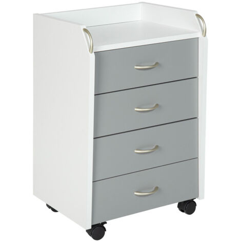 Caisson de bureau Printi - 40 x 36 x 65 cm - Blanc et gris - Livraison gratuite