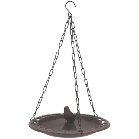 Bain d'oiseau à suspendre - D 23,3 x H 8 cm - Marron - Livraison gratuite (1/5)
