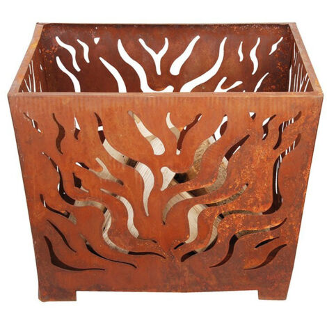 Brasero carré - L 39 x l 39 x H 30 cm - Effet rouille - Livraison gratuite (1/5)