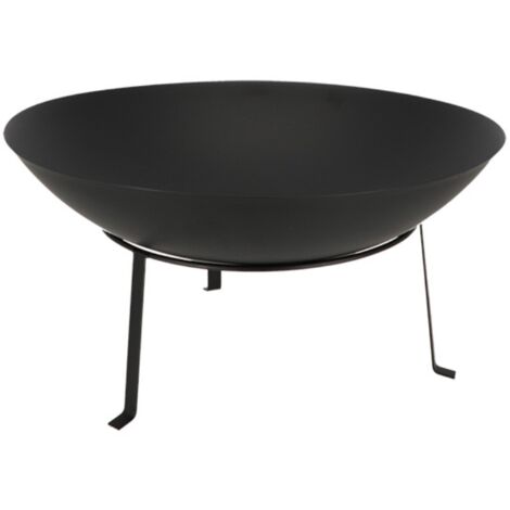 Esschert Design – Brasero rond en métal 59 cm – Hauteur 35 cm – Capacité 55 cm pour bûches – Trou de drainage – Rangement compact