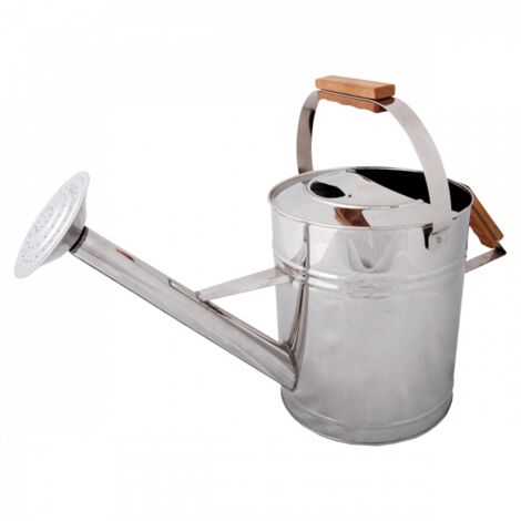 Arrosoir type anglais en inox 8L - Acier inoxydable, bois de frêne - Livraison gratuite