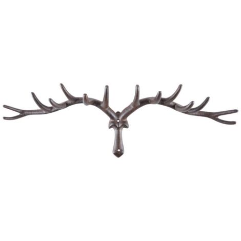 Crochets mural bois de cerf en fonte - Marron - L 63,5 x P 12,2 x H 20 cm - Livraison gratuite (1/2)