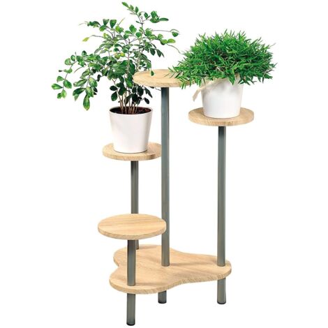 Ac-Deco – Support multiple pour 4 plantes – Hauteur 75 cm – Bois MDF certifié FCS – Pour pots jusqu'à 20 cm de diamètre – Étagère moderne (1/4)