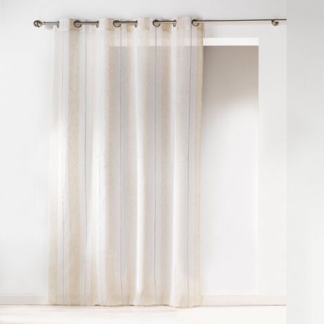 Douceur D'Intérieur – Voilage à œillets 140 x 240 cm – Lin beige avec œillets en métal – Lavable en machine jusqu'à 30°C – Panneau moderne pour fenêtres
