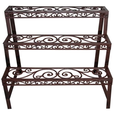 Étagère rectangulaire de jardin - Escalier 3 niveaux 78,5 x 49 x H 65,5 cm - Fonte - Livraison gratuite