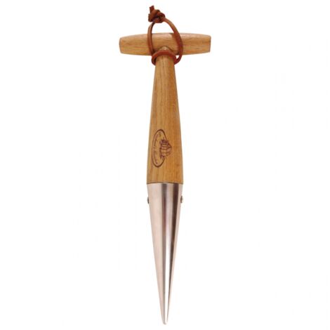 Plantoir droit ergonomique - L 29,5 cm - Acier inoxydable, bois de frêne, noeud en cuir - Livraison gratuite (1/5)