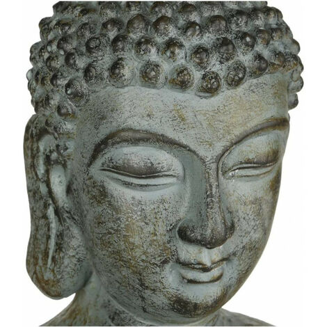 Statue de Bouddha assis grand modèle - Gris - H 65 cm - Livraison gratuite