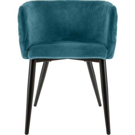 Fauteuil en velours Marlo - Bleu canard - L 56 x H 76 cm - Livraison gratuite