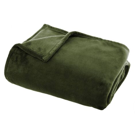Plaid Flanelle Vert kaki 125 x 150 cm - Atmosphera
