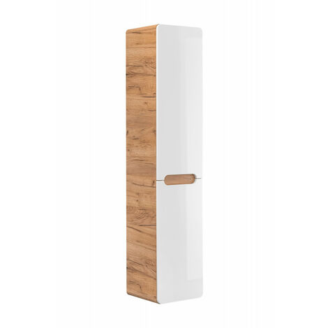 Lomadox – Armoire haute en bois MDF avec panier à linge intégré – H 170 x L 35 x P 35 cm – Système de fermeture amortie – Meuble suspendu (1/5)