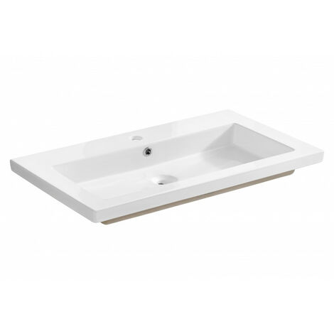 Vasque à encastrer en céramique - L 101 x P 46 x H 14 cm - Blanc - Livraison gratuite (1/3)