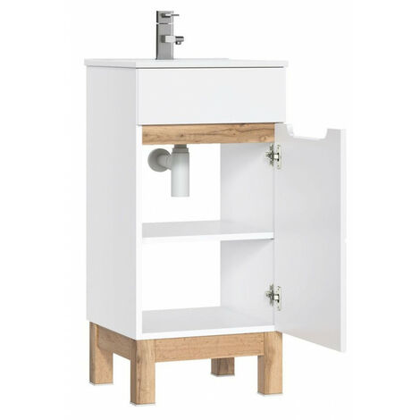 Meuble sous vasque - H 84 x l 40 x P 41 cm - Cintra White - Livraison gratuite (1/3)