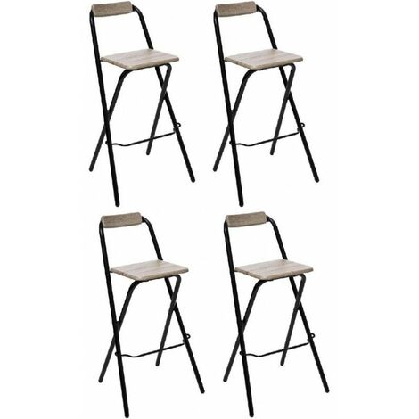 Lot de 4 chaises de bar Louna - Noir et beige - L 51 x H 97 cm - Livraison gratuite (1/5)
