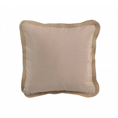 Coussin déhoussable en polycoton avec finition en jute Kelonia - Beige - 40 x 40 cm - Livraison gratuite (1/3)