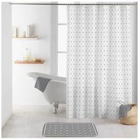 Rideau de douche avec crochets imprimé Kubia - L 200 x l 180 cm - Polyester - Livraison gratuite - Blanc