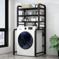 Étagère de Dessus de Machine à Laver Métal Noir 3 Niveaux Pliable 152,5 x 71 x 50 cm - Livraison gratuite