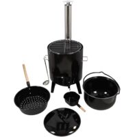Ensemble de poêles plein air en inox - 5 pièces - Noir - Livraison gratuite