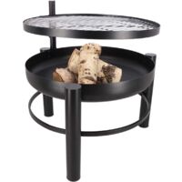 Brasero en métal avec grille de cuisson intégrée 66 x 78 x 69 cm – Résistant aux intempéries – Pour cuisson au feu de bois – Design élégant – Fancy Flames