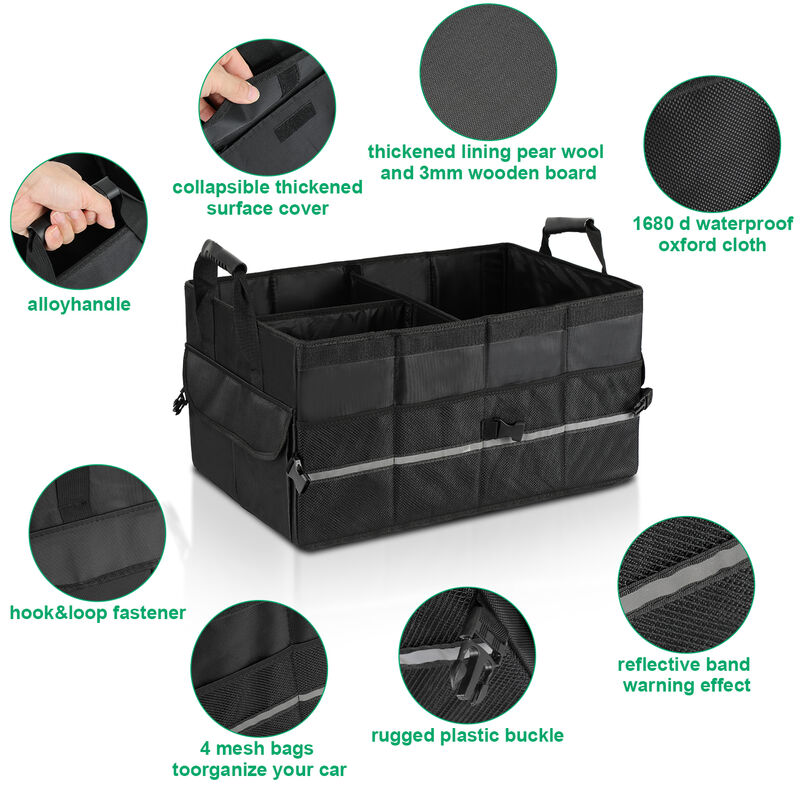 Hengda Organisateur de coffre de voiture, sac de rangement pliable pour  coffre de voiture avec bac de rangement portable réglable