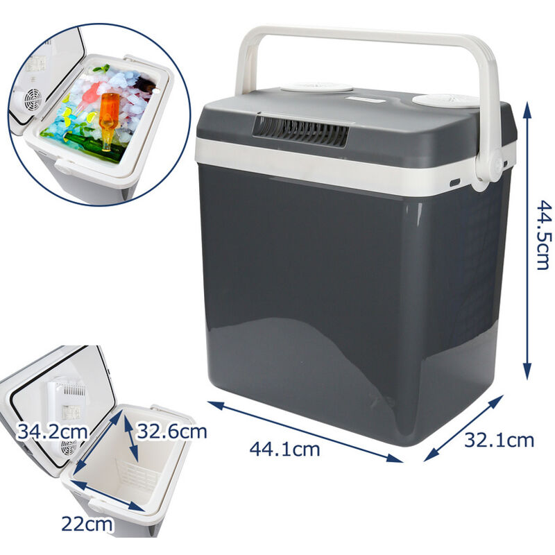 Glacière électrique Tillvex 32 L - Rafraîchit (jusqu'à -18°C) Et Réchauffe (jusqu'à 65°C) - Fonctionne Sur 230V Et 12V - Mode ECO