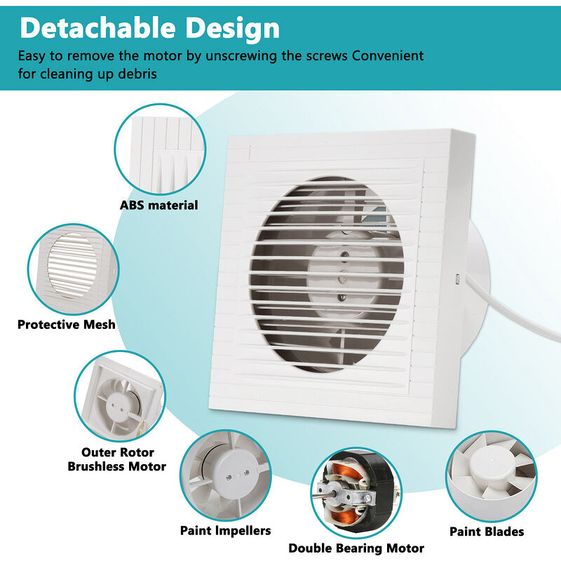 Hengda Ventilateur de salle de bain Silencieux 100mm Avec chicane de retour Ventilateur  mural 10cm