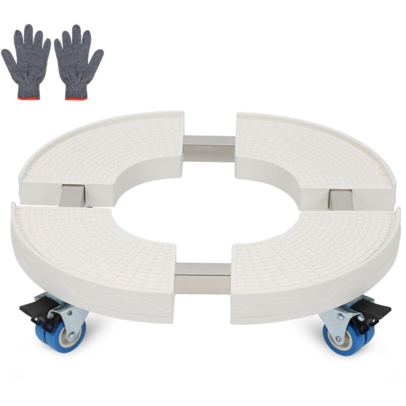 Support De Pot De Fleurs Rond à Roulettes - Diamètre 22 Cm, Roues 360° - Déplaçable Facilement - Pour Intérieur/extérieur - 12