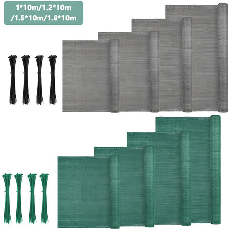 Brise-vue VOUNOT HDPE Gris 1,8x10m - Occultant 90g/m² Avec Attaches