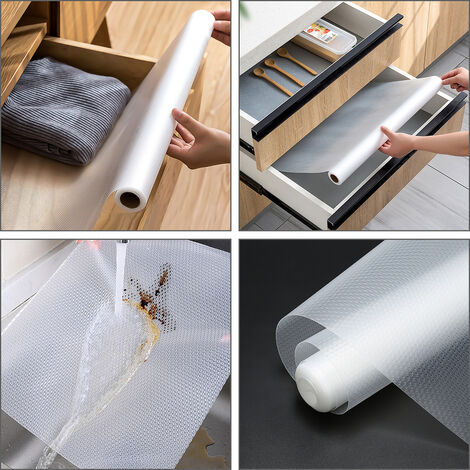Tapis Antidérapant de Tiroir Transparent EVA Imperméable Lavable 45 x 150  cm Tapis de Placard Tapis de Table pour Maison et Cuisine