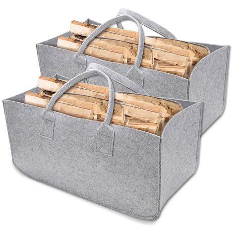 Lot De 2 Grands Sacs à Provisions En Feutre – Panier Pliable Avec Poignée, Parfait Pour Courses, Bois Ou Rangement