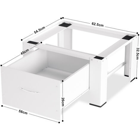 Hengda 62.5x54.5x32.5cm Socle de machine à laver Socle pour machine à laver avec tiroir.jusqu'à 150 kg