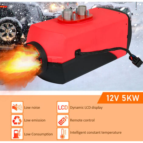 Hengda Chauffage Diesel 12V 5KW Air Heater avec Silencieux et Interrupteur  Ecran LCD Kit Comple pour