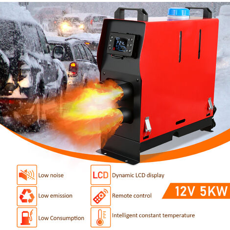 VEVOR Chauffage Diesel 12/24V 5kW 0,16-0,52L/h LCD Télécommande Auto  Intérieur
