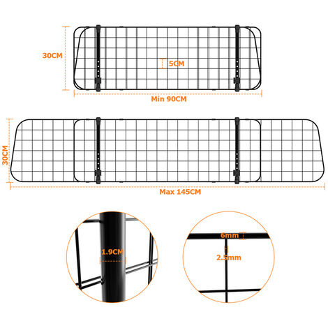 Grille de séparation extensible voiture barrière de sécurité barre réglable  pour chien acier noir - Transport et voyage du chien - Achat & prix