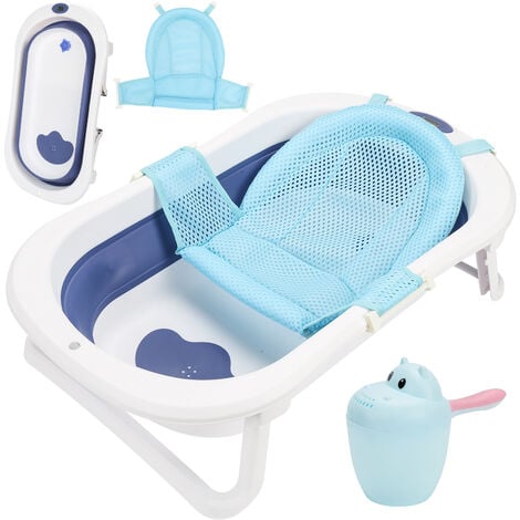 Hengda Baignoire Bébé Pliable Baignoire Bébé Ergonomique avec Pieds  Antidérapants pour Bébés et Nouveau-nés (Bleu+ Coussin de bain)