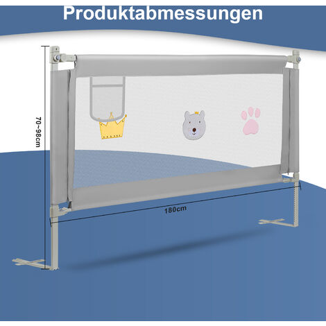 Hengda Barrière de lit bebe, L 150 cm Protection contre chutes - hauteur  réglable 70-98cm, Sécurité