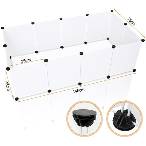 Hengda Enclos Cage 12Pcs 35x45cm Blanc DIY Clôture pour petits Petits Animaux Clôture modulaire Parc