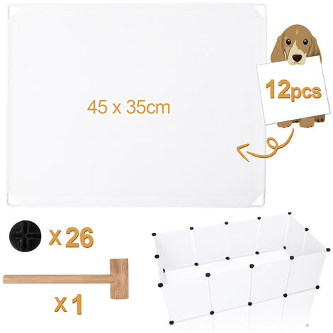 Hengda Enclos Cage 12Pcs 35x45cm Blanc DIY Clôture pour petits Petits Animaux Clôture modulaire Parc