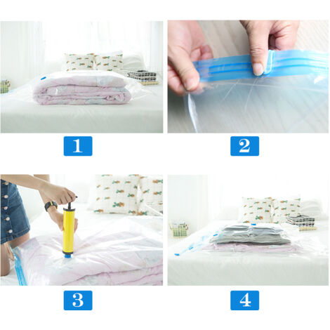 Kit Sacs De Rangement Sous Vide 10 Pièces + Pompe Électrique - 3 Tailles (100x80cm à 40x60cm) - Pour Voyage Et Maison