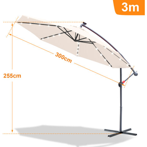 Parapluie Vert Alu 300cm Protection UV 50+ Avec Sécurité Vent