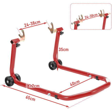 (Deactive)Hengda Support béquille de moto Support de roue arrière de moto avec bras réglable rouge