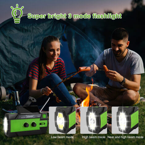 Hengda 5x Radio à manivelle Camping 4000mAh Radio intégrée solaire FM87-108MHz Randonnée Dynamo
